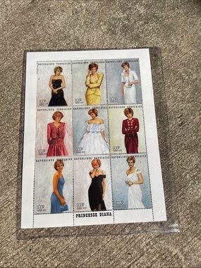 1997 Princess Diana Royal Gowns Stamp Block of 9 (With COA )